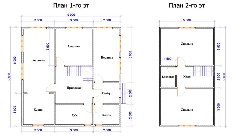 Простір першого поверху   План для варіанту з мансардою   Готовий будиночок з прибудованим гаражем   Зовнішній креслення споруди з розмірами