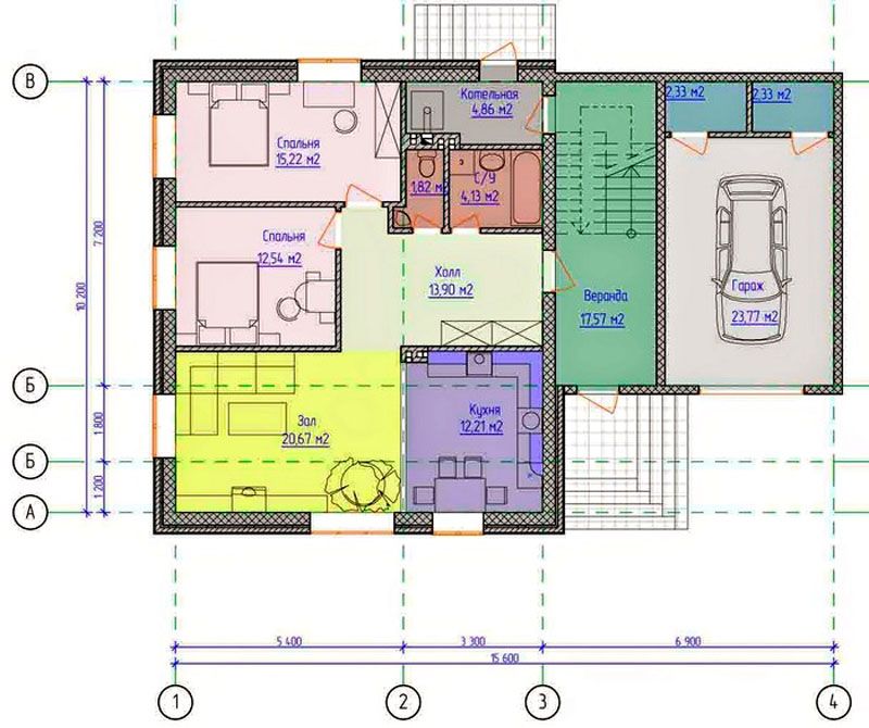 Один з планів розташування кімнат   Авторський проект з гаражем   Будинок з терасою і мансардним поверхом   Красива будівля для комфортного життя