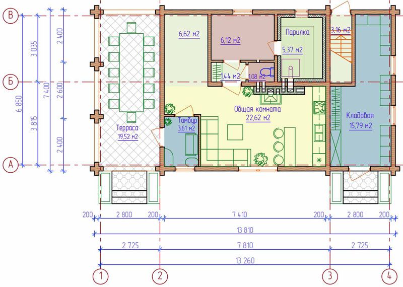 3D проект будинку з розташуванням на ділянці   План з розподілом кімнат   Площа 4 на 6 м   Облаштування відкритої веранди перед входом